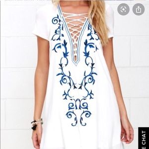 deep v neck shift dress